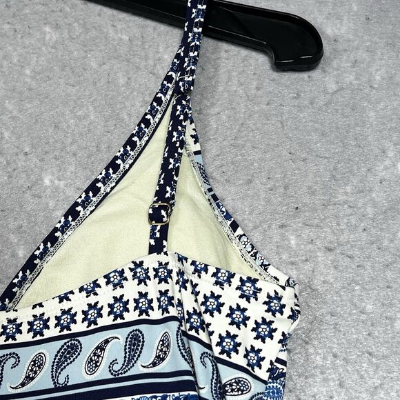 Tommy Bahama Swim Dress Size Medium Blue/White Paisley Terrace Over-the-Shoulder - Picture 10 of 12